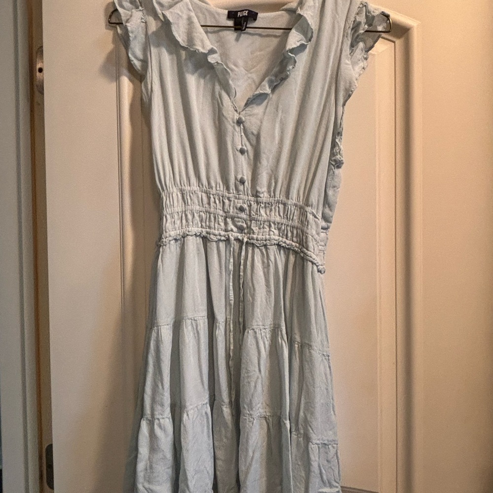 PAIGE Light Blue Midi Dress with Ruffles